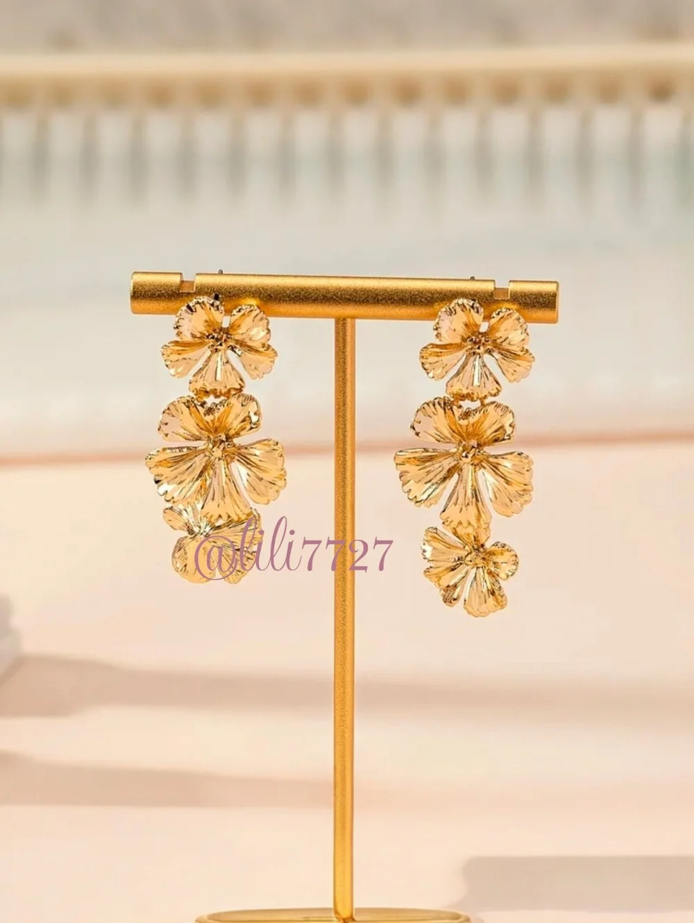 14kt Gold Plated Statement Floral Zara Style Dangle Earrings Seen On Runways New